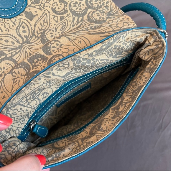 Tignanello TURQUOISE BLUE TEAL Small Pebble Leather Crossbody Flap Bag ~EUC - Picture 12 of 14